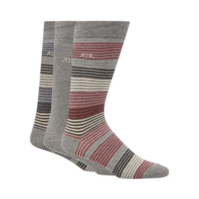 RJR.John Rocha Designer pack of three grey cotton blend striped socks